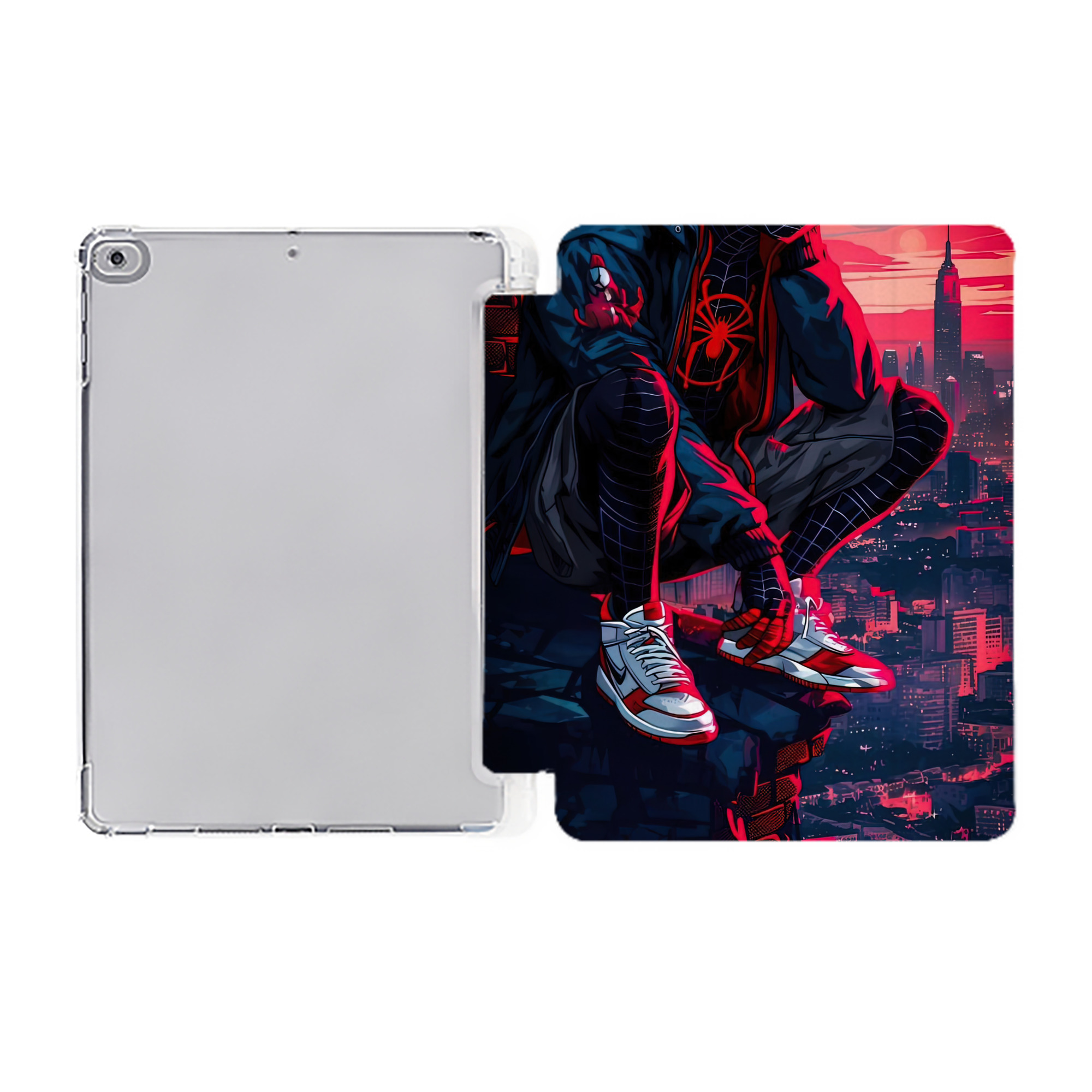（画像用） Spider Man スパイダーマン IPad ケース ペン収納付き 三つ折りスタンド PUレザー×シリコン 対応機種9.5/10.5/10.9インチ